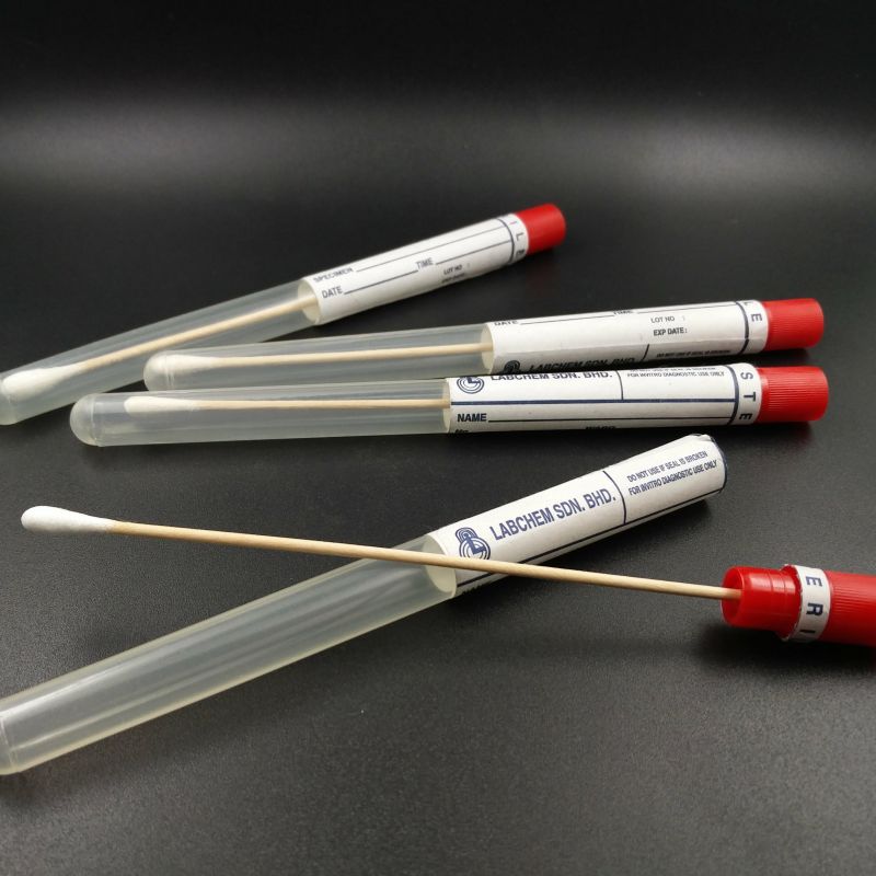 Swab Cotton Bud With Wooden Stick In Pp Tube Capped And Labelled Labchem Catalog